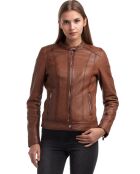 Veste en Cuir Lune cognac