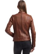 Veste en Cuir Lune cognac