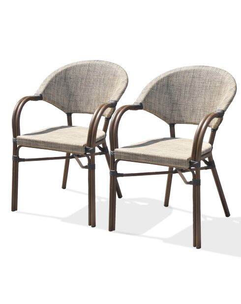 2 stapelbare braune Gartenstühle von Ushuaia-ft - 56x60x85 cm