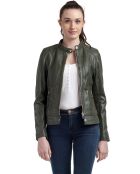 Veste en Cuir Lune kaki