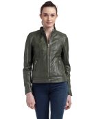 Veste en Cuir Lune kaki