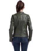 Veste en Cuir Lune kaki
