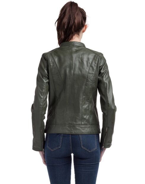 Veste en Cuir Lune kaki