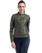 Veste en Cuir Lune kaki
