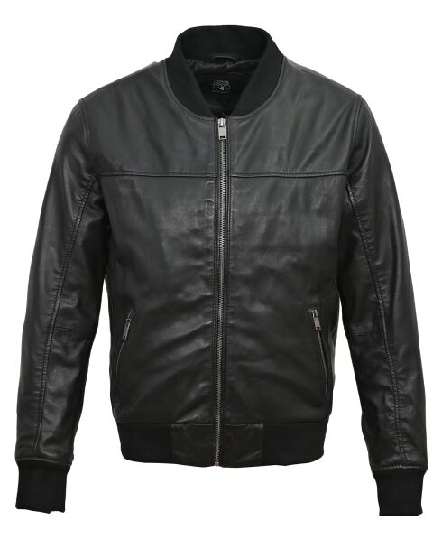 Blouson en Cuir Lyvas noir