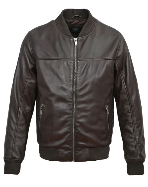 Blouson en Cuir Lyvas marron