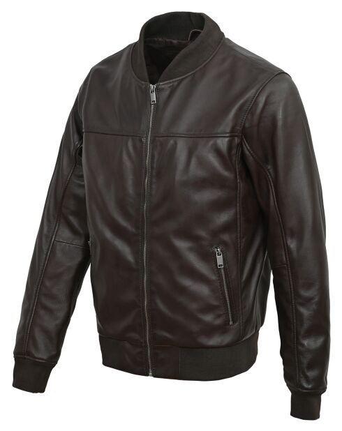 Blouson en Cuir Lyvas marron