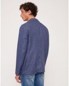 Veste slim en Lin & Coton Blinen faux-uni bleu gitane