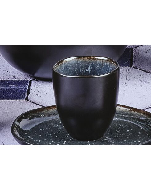 6 Tasses en Grès Iris bleu foncé - 15 cl