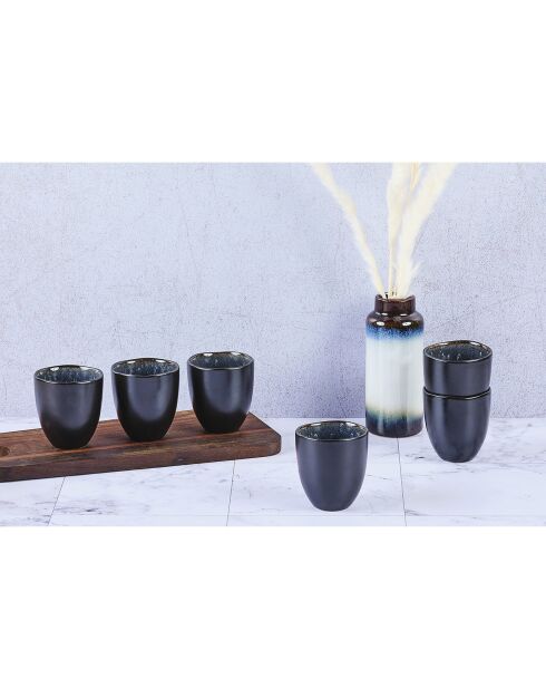 6 Tasses en Grès Iris bleu foncé - 15 cl