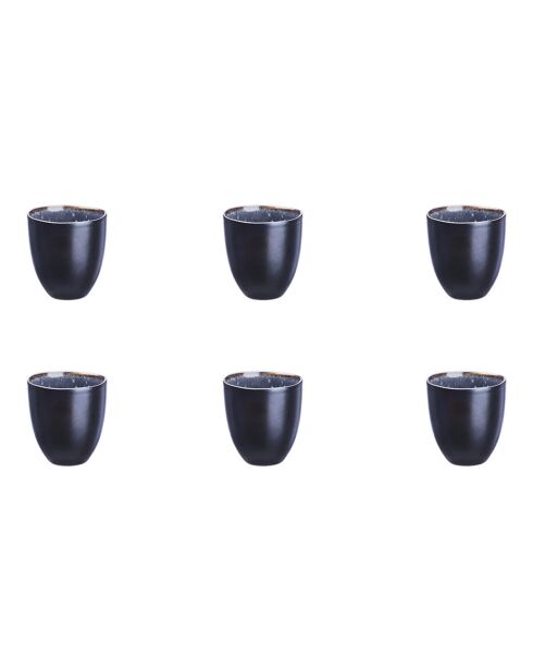 6 Tasses en Grès Iris bleu foncé - 15 cl