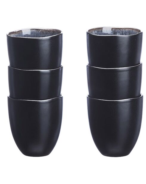 6 Tasses en Grès Iris bleu foncé - 15 cl