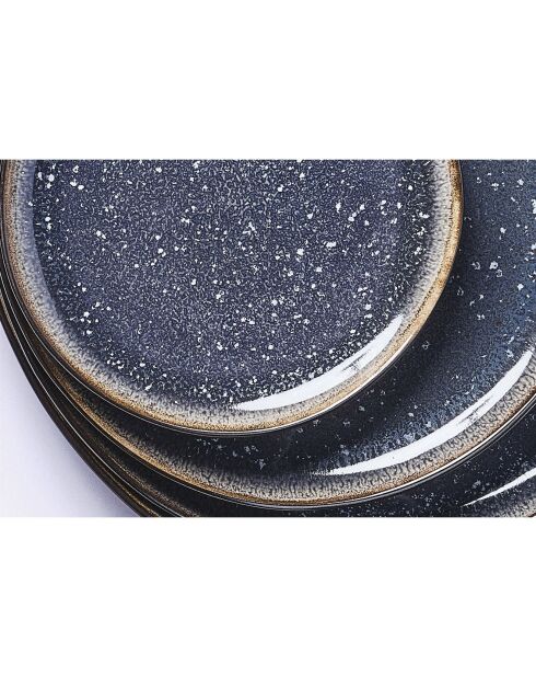 6 Assiettes en Grès Iris bleu foncé - D.16 cm