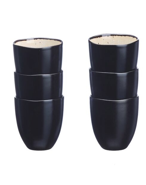 6 Tasses en Grès Iris blanc/ivoire - 15 cl