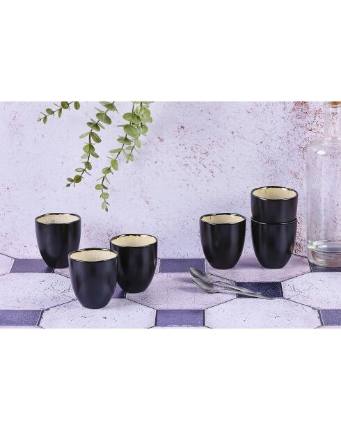 6 Tasses en Grès Iris blanc/ivoire - 15 cl