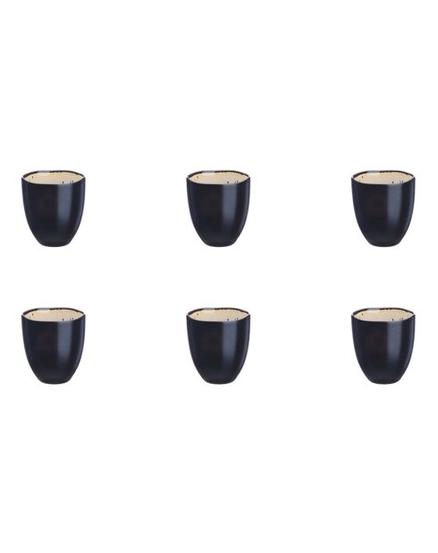 6 Tasses en Grès Iris blanc/ivoire - 15 cl