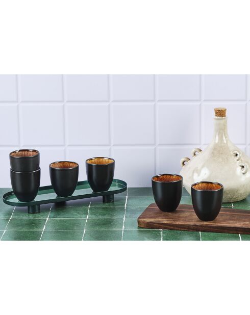 6 Tasses en Grès Iris beige/marron - 15 cl