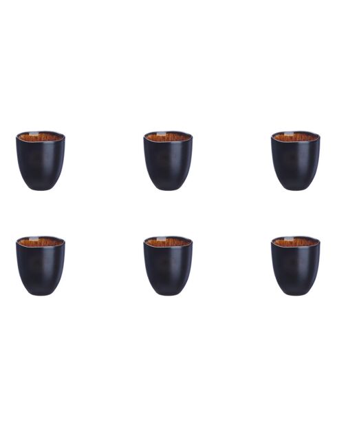 6 Tasses en Grès Iris beige/marron - 15 cl