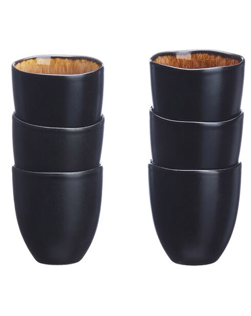 6 Tasses en Grès Iris beige/marron - 15 cl