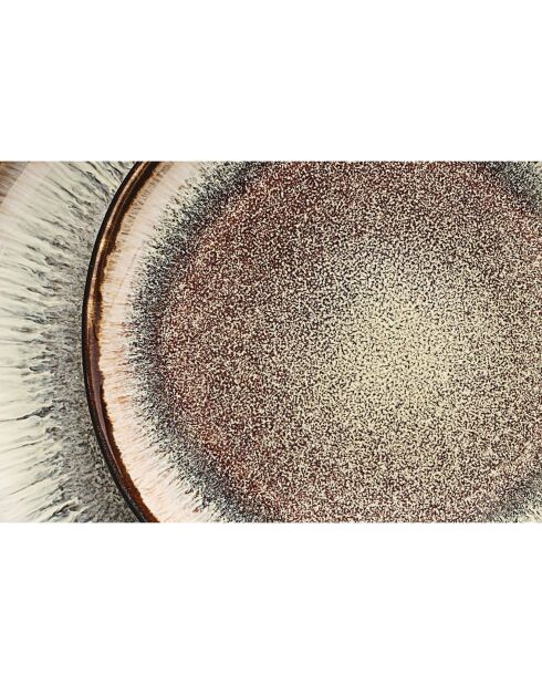 6 Assiettes en Grès Iris beige/marron - D,16 cm