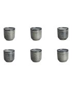 6 Tasses en Grès Zen gris/bleu - 20 cl