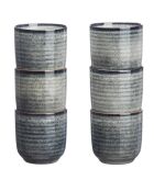 6 Tasses en Grès Zen gris/bleu - 20 cl