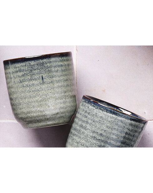 6 Tasses en Grès Zen gris/bleu - 20 cl
