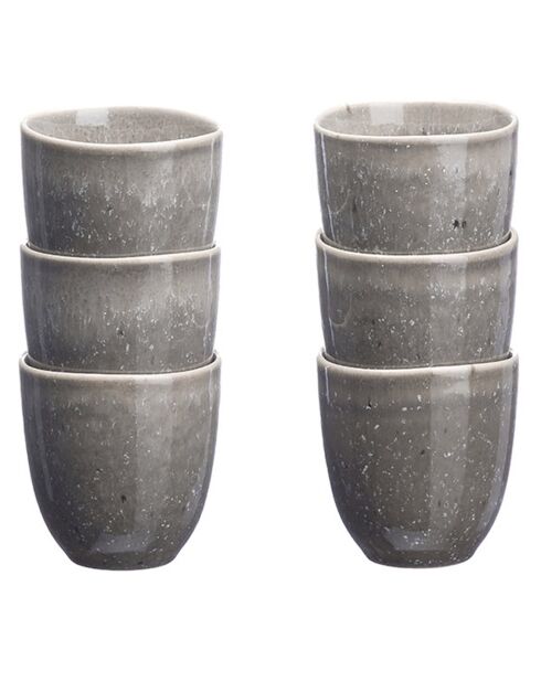 6 Tasses en Grès Stellar gris/anthracite - 15 cl