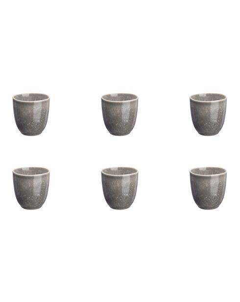 6 Tasses en Grès Stellar gris/anthracite - 15 cl