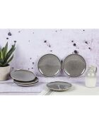 6 Assiettes en Grès Stellar gris/anthracite - D.18 cm