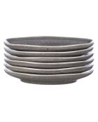 6 Assiettes en Grès Stellar gris/anthracite - D.18 cm
