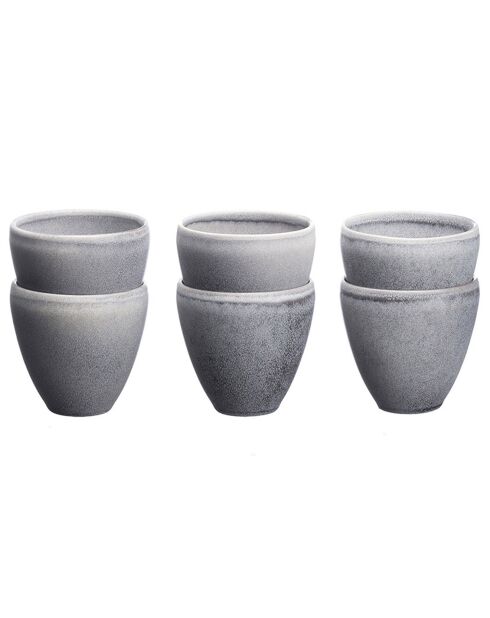 6 Tasses en Grès Stone gris clair - 15 cl