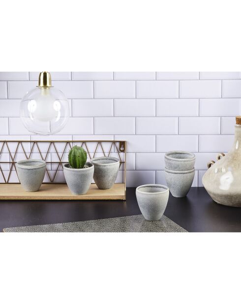 6 Tasses en Grès Stone gris clair - 15 cl