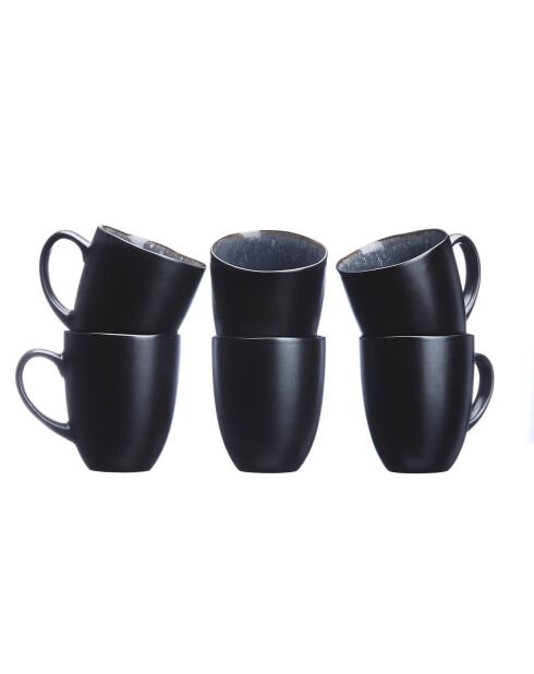 6 Mugs en Grès Iris bleu foncé - 40 cl