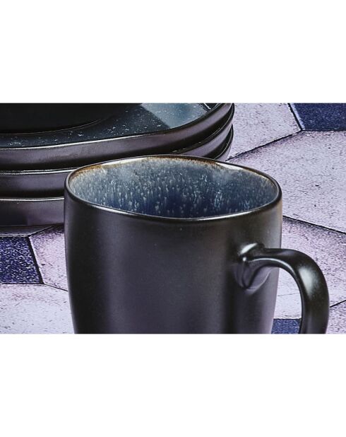 6 Mugs en Grès Iris bleu foncé - 40 cl