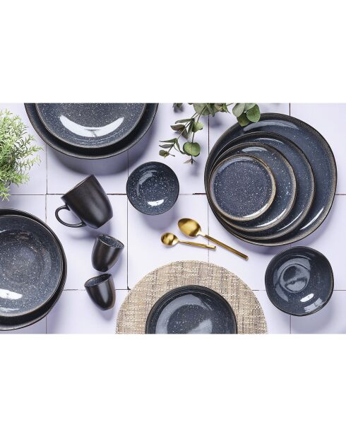 6 Mugs en Grès Iris bleu foncé - 40 cl