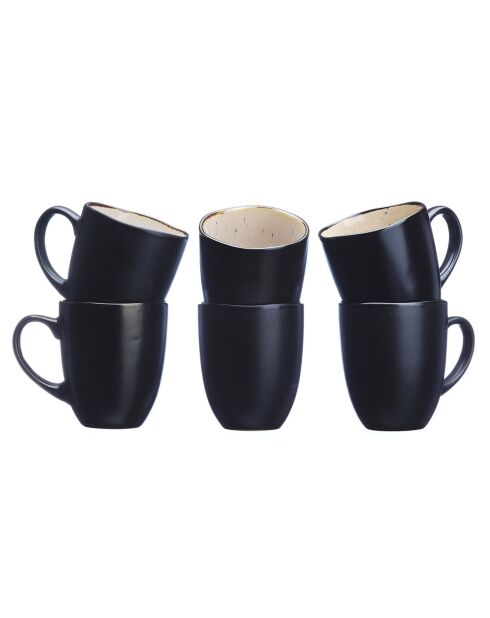 6 Mugs en Grès Iris blanc/ivoire - 40 cl