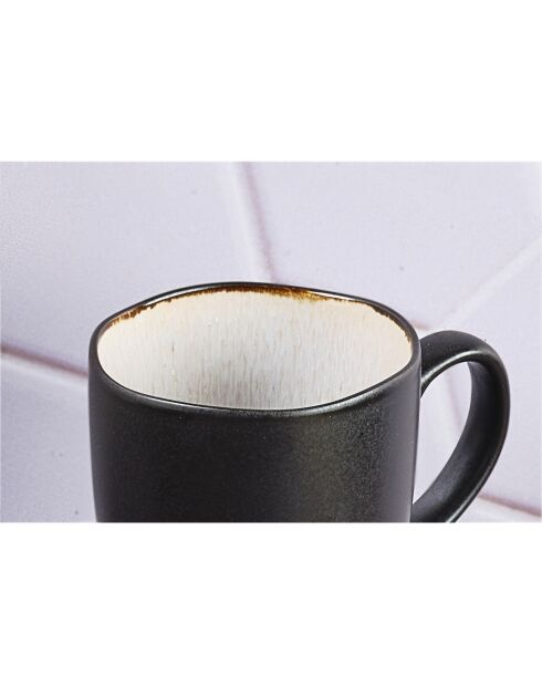 6 Mugs en Grès Iris blanc/ivoire - 40 cl