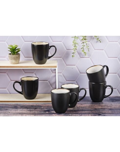 6 Mugs en Grès Iris blanc/ivoire - 40 cl