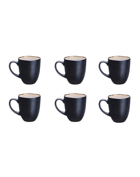 6 Mugs en Grès Iris blanc/ivoire - 40 cl