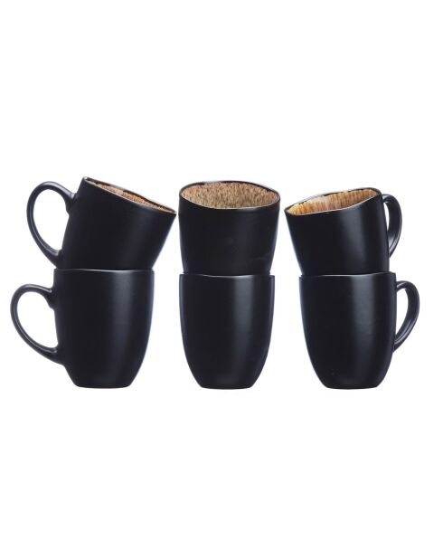 6 Mugs en Grès Iris beige/marron - 40 cl