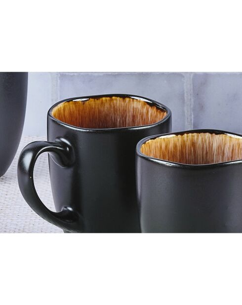 6 Mugs en Grès Iris beige/marron - 40 cl