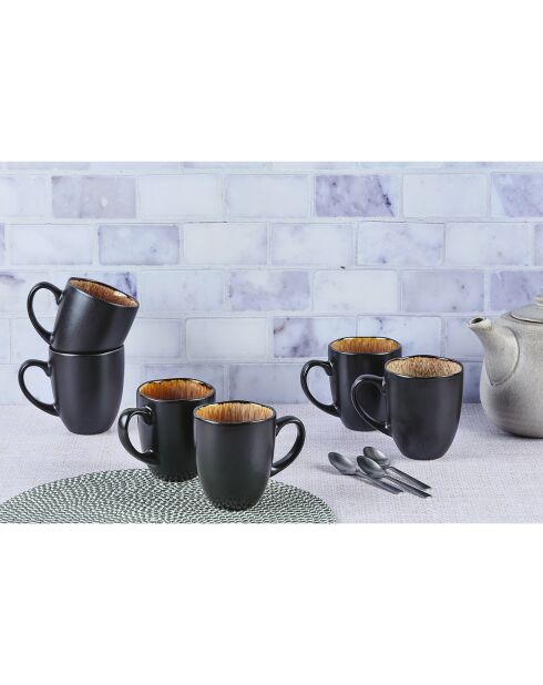 6 Mugs en Grès Iris beige/marron - 40 cl