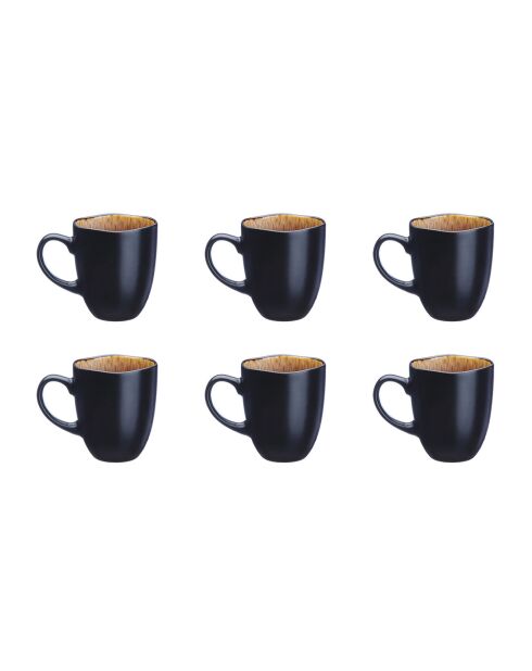 6 Mugs en Grès Iris beige/marron - 40 cl