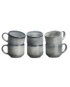 6 Mugs en Grès Zen gris/bleu - 40 cl