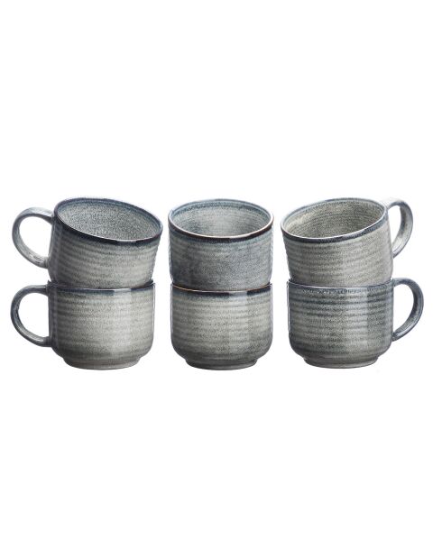 6 Mugs en Grès Zen gris/bleu - 40 cl