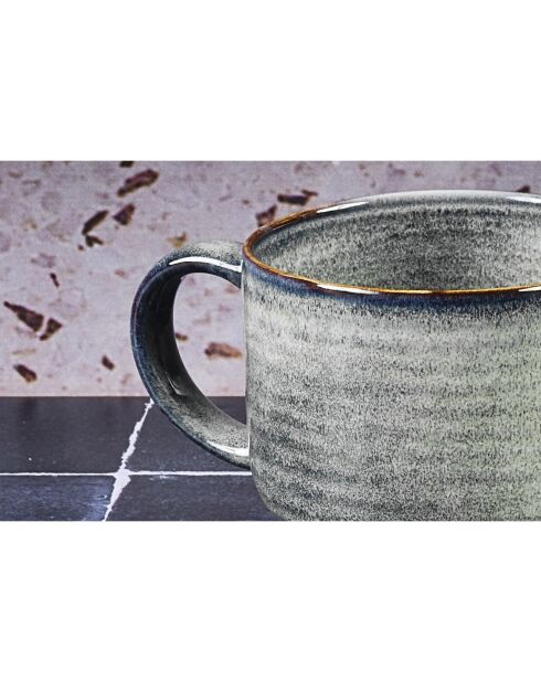 6 Mugs en Grès Zen gris/bleu - 40 cl
