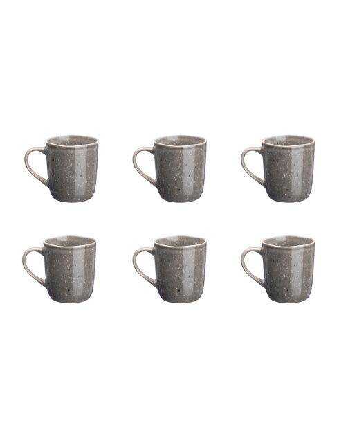 6 Mugs en Grès Stellar gris/anthracite - 40 cl