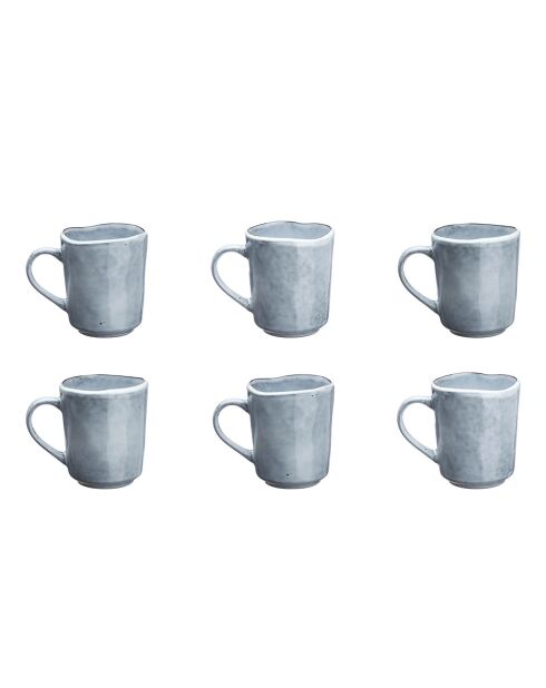 6 Mugs en Grès Cloud gris clair - 40 cl