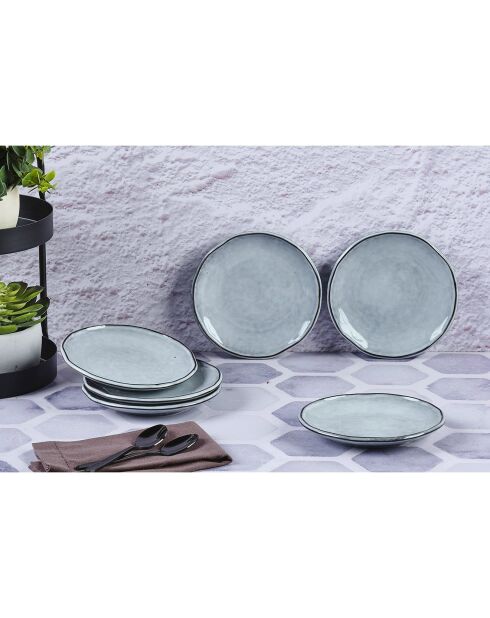 6 Assiettes en Grès Cloud gris clair - D.16 cm